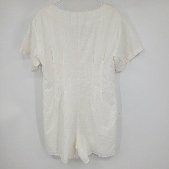 NWT Commense‎ Cotton Linen Blend Button Boho Beachy One Piece Romper Large - Picture 2 of 14